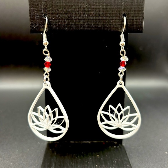 Lotus Teardrop Earrings - Picture 3 of 6